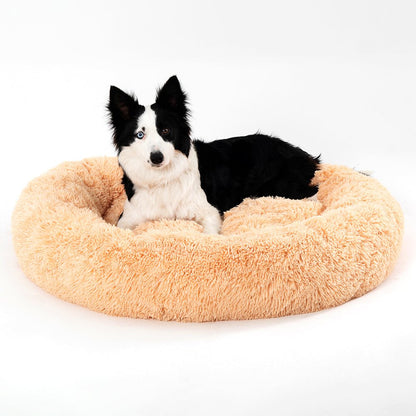 Fluffy Donut Dog Bed Warm Soft Long Plush Pet Cushion Dog House Cat Bed Washable Pet Sofa Mat Calming Samll Large Dog Beds Allinoneshop-24