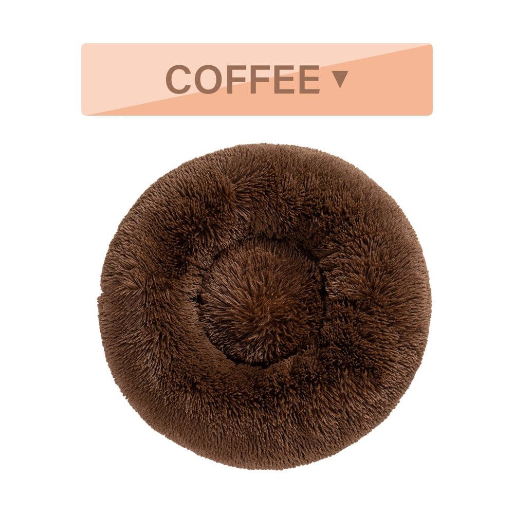 Fluffy Donut Dog Bed Warm Soft Long Plush Pet Cushion Dog House Cat Bed Washable Pet Sofa Mat Calming Samll Large Dog Beds Allinoneshop-24