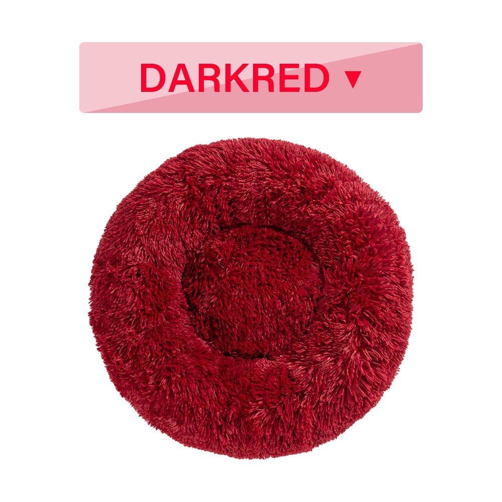 Fluffy Donut Dog Bed Warm Soft Long Plush Pet Cushion Dog House Cat Bed Washable Pet Sofa Mat Calming Samll Large Dog Beds Allinoneshop-24