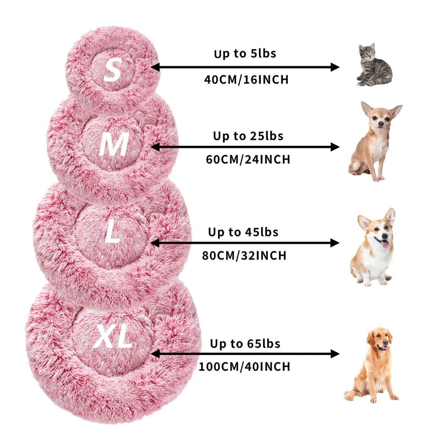 Fluffy Donut Dog Bed Warm Soft Long Plush Pet Cushion Dog House Cat Bed Washable Pet Sofa Mat Calming Samll Large Dog Beds Allinoneshop-24