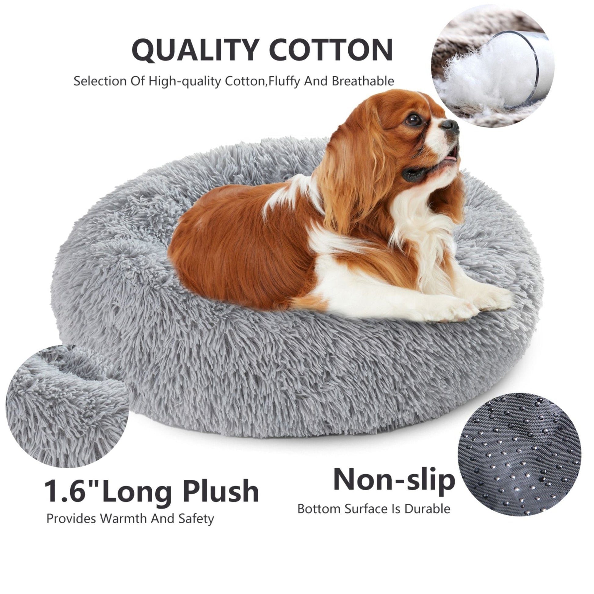 Fluffy Donut Dog Bed Warm Soft Long Plush Pet Cushion Dog House Cat Bed Washable Pet Sofa Mat Calming Samll Large Dog Beds Allinoneshop-24