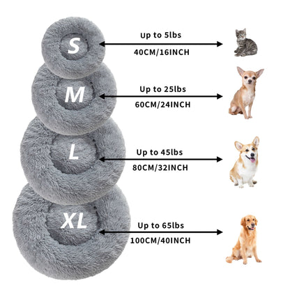Fluffy Donut Dog Bed Warm Soft Long Plush Pet Cushion Dog House Cat Bed Washable Pet Sofa Mat Calming Samll Large Dog Beds Allinoneshop-24