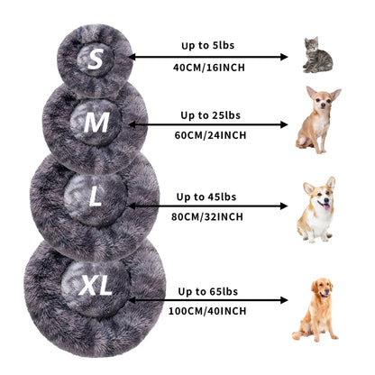 Fluffy Donut Dog Bed Warm Soft Long Plush Pet Cushion Dog House Cat Bed Washable Pet Sofa Mat Calming Samll Large Dog Beds Allinoneshop-24
