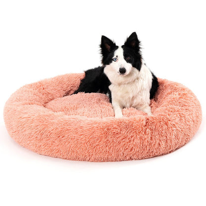 Fluffy Donut Dog Bed Warm Soft Long Plush Pet Cushion Dog House Cat Bed Washable Pet Sofa Mat Calming Samll Large Dog Beds Allinoneshop-24