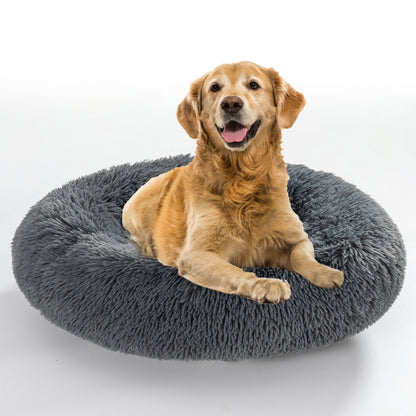 Fluffy Donut Dog Bed Warm Soft Long Plush Pet Cushion Dog House Cat Bed Washable Pet Sofa Mat Calming Samll Large Dog Beds Allinoneshop-24