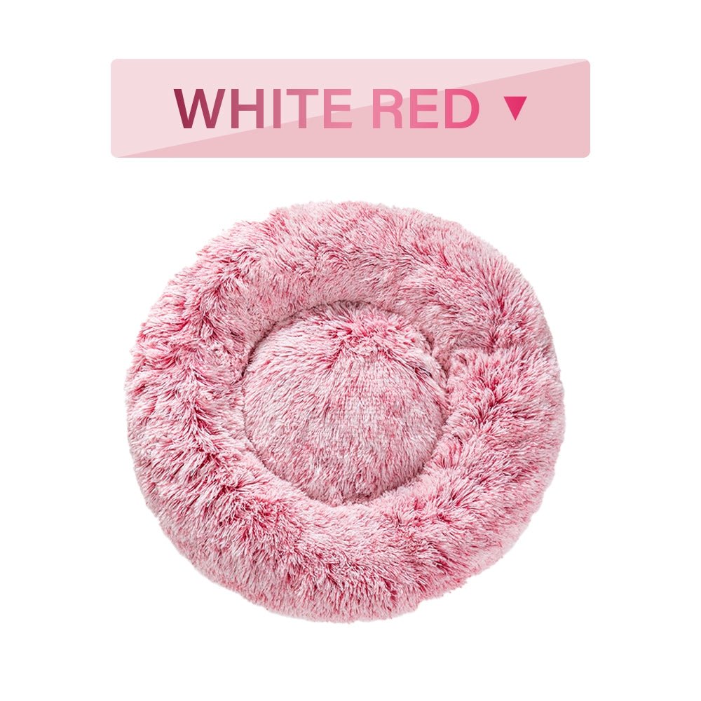 Fluffy Donut Dog Bed Warm Soft Long Plush Pet Cushion Dog House Cat Bed Washable Pet Sofa Mat Calming Samll Large Dog Beds Allinoneshop-24