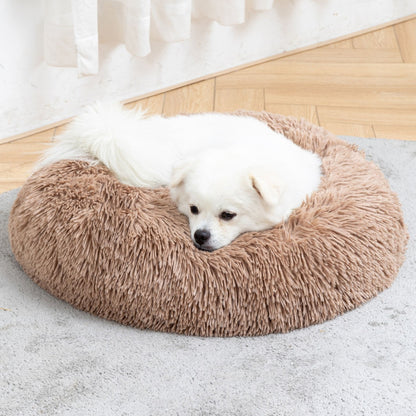 Fluffy Donut Dog Bed Warm Soft Long Plush Pet Cushion Dog House Cat Bed Washable Pet Sofa Mat Calming Samll Large Dog Beds Allinoneshop-24