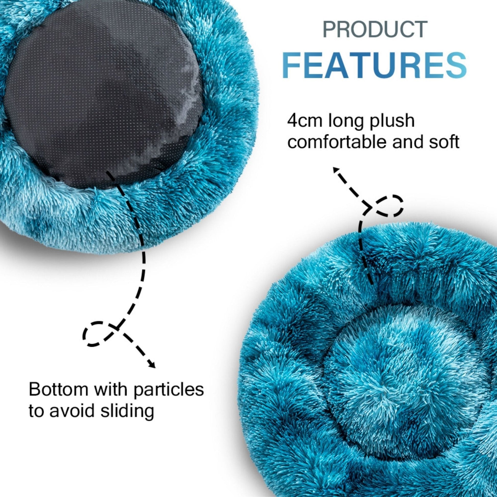 Fluffy Donut Dog Bed Warm Soft Long Plush Pet Cushion Dog House Cat Bed Washable Pet Sofa Mat Calming Samll Large Dog Beds Allinoneshop-24