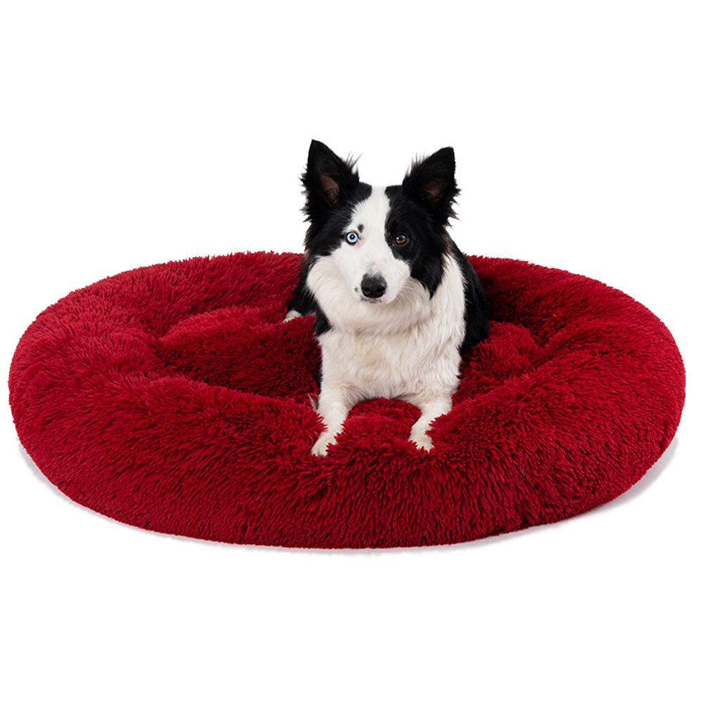 Fluffy Donut Dog Bed Warm Soft Long Plush Pet Cushion Dog House Cat Bed Washable Pet Sofa Mat Calming Samll Large Dog Beds Allinoneshop-24