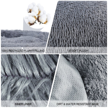 Fluffy Donut Dog Bed Warm Soft Long Plush Pet Cushion Dog House Cat Bed Washable Pet Sofa Mat Calming Samll Large Dog Beds Allinoneshop-24