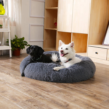 Fluffy Donut Dog Bed Warm Soft Long Plush Pet Cushion Dog House Cat Bed Washable Pet Sofa Mat Calming Samll Large Dog Beds Allinoneshop-24