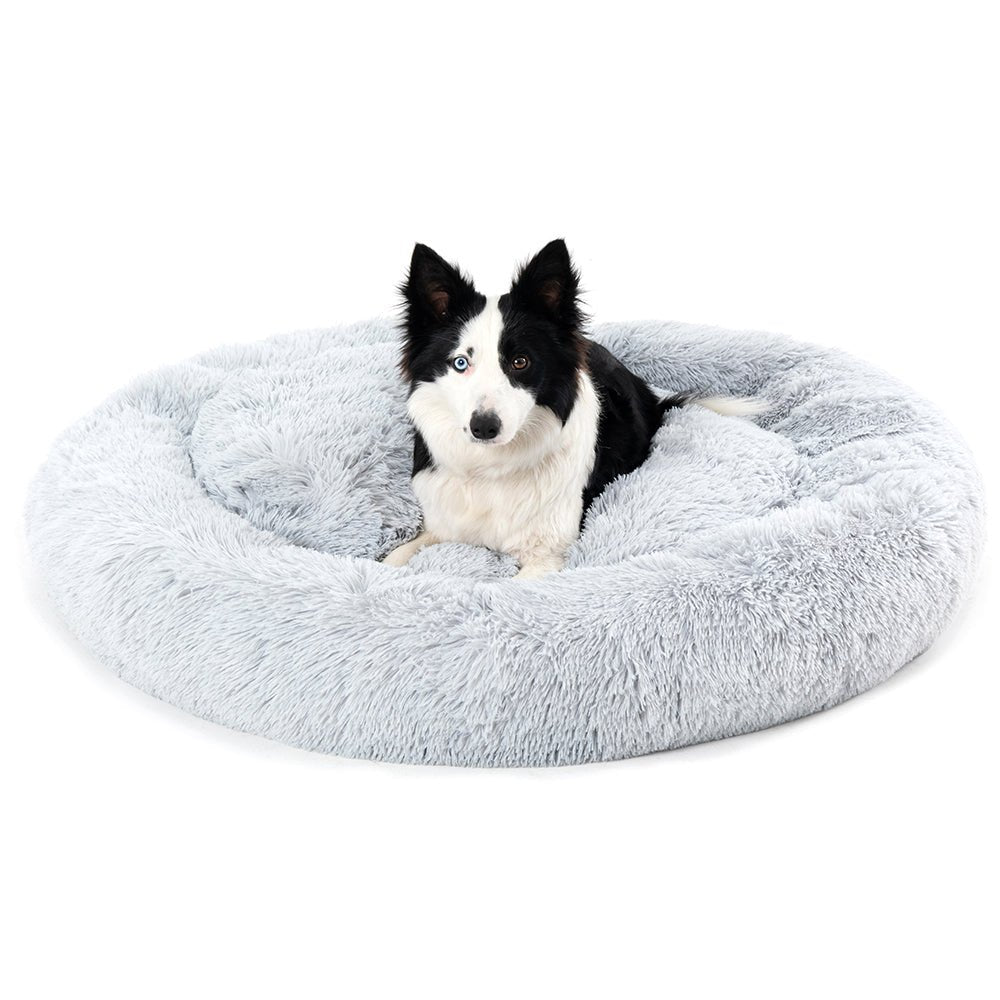 Fluffy Donut Dog Bed Warm Soft Long Plush Pet Cushion Dog House Cat Bed Washable Pet Sofa Mat Calming Samll Large Dog Beds Allinoneshop-24