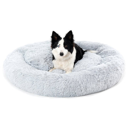 Fluffy Donut Dog Bed Warm Soft Long Plush Pet Cushion Dog House Cat Bed Washable Pet Sofa Mat Calming Samll Large Dog Beds Allinoneshop-24