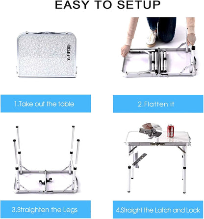 Foldable Portable Camping Table Outdoor Furniture Camping Equipment Camping Table Stainless Steel Picnic Desk Nature Hike Allinoneshop-24