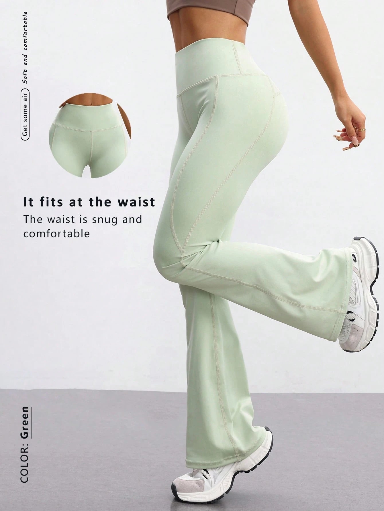 FWH Fashionable Casual Simple Butt-Lifting Peach Butt Fashion Elegant Streetwear Retro Slimming Low-Key Luxury Leg-Lengthening Classic Simple High-End Slimming High-Waist Versatile Flared Pants New European Style Waist-Toning Fitness Wide-Leg Yoga Pants Allinoneshop-24