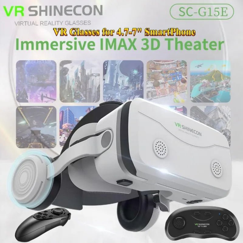 G15E VR Glasses IMAX 3D Movies Virtual Reality VR Glasses Google Cardboard Box VR Helmet for 4.7-7" Phone,Support Game Joystick Allinoneshop-24