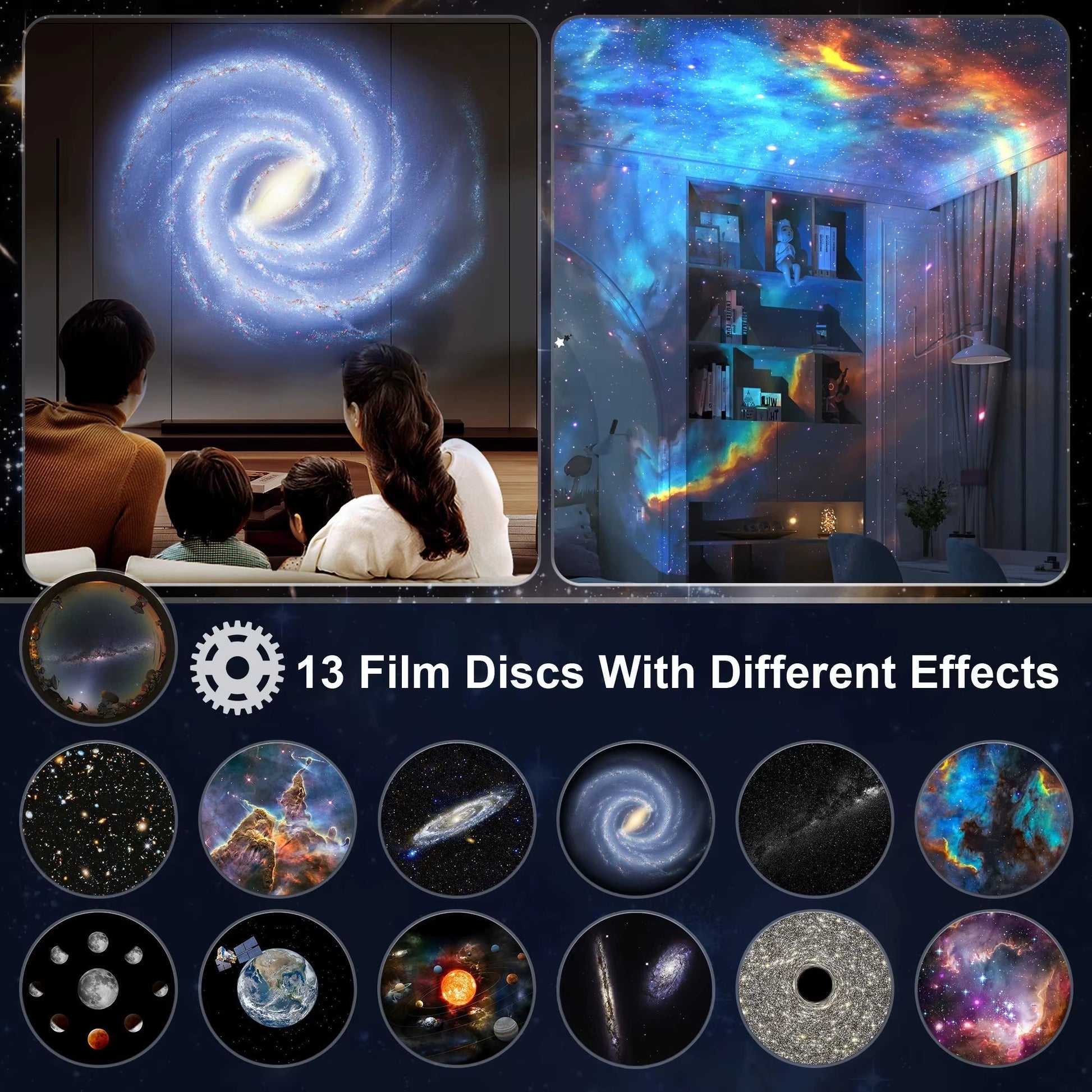 Galaxy Projector Night Light 360° Rotating Starry Sky LED Lamp for Kids Bedroom Home Decor & Gifts Allinoneshop-24