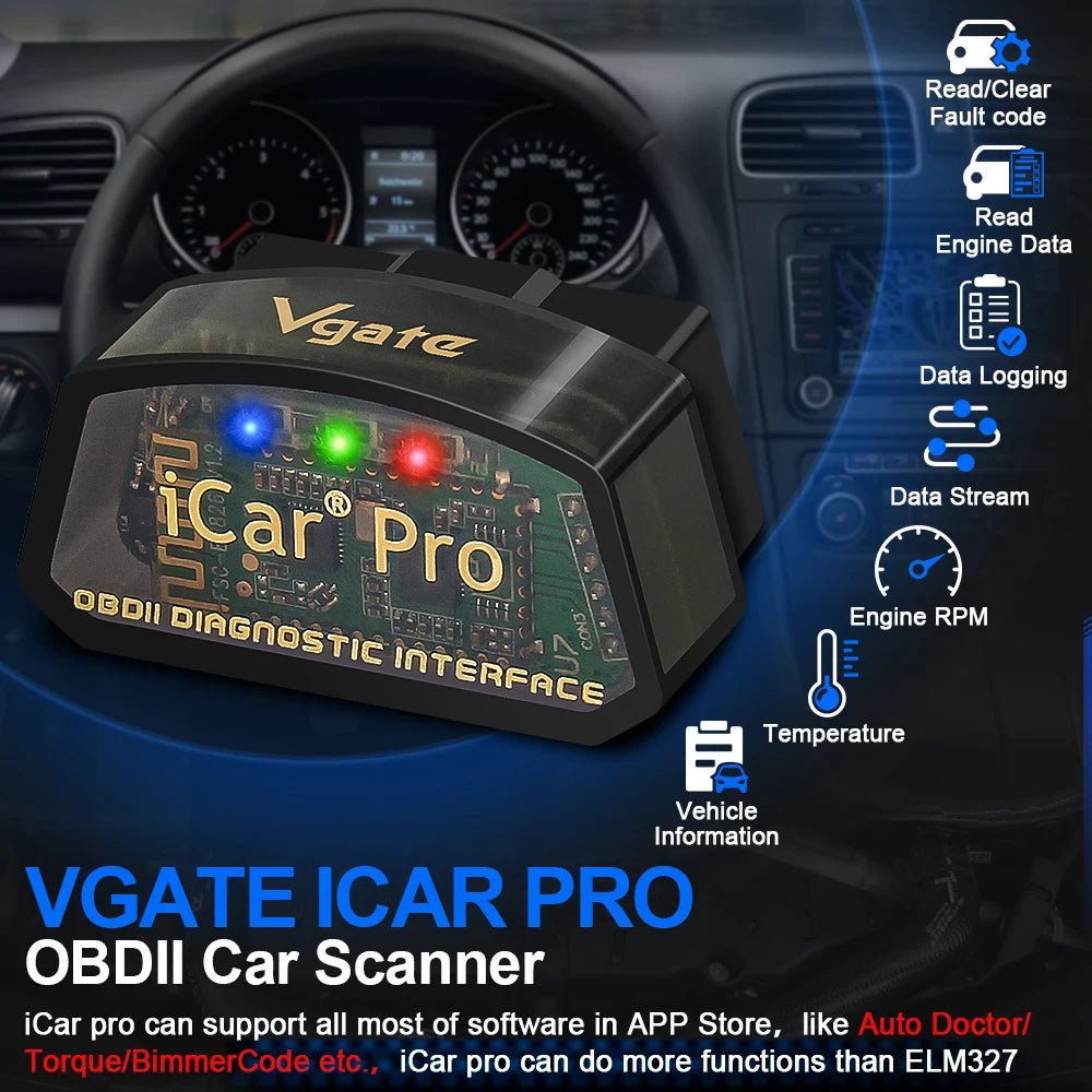 Icar Pro Elm327 V2.3 OBD 2 OBD2 Car Diagnostic Tools WIFI Bluetooth 4.0 for Android/Ios BT3.0 for Android ODB2 Car Scanner Allinoneshop-24