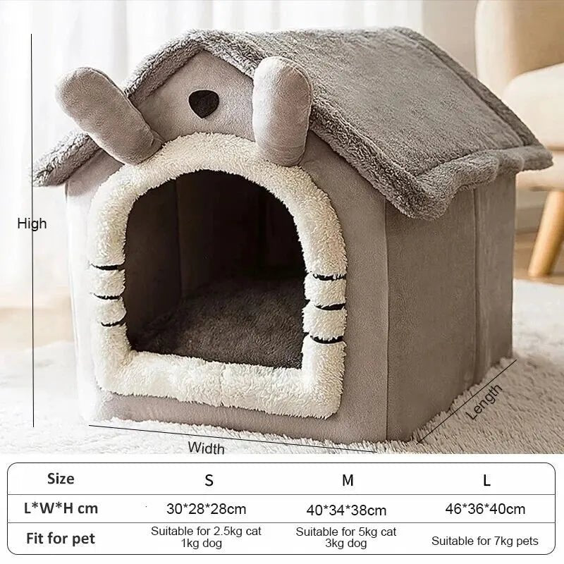 Indoor Warm Dog House Soft Pet Bed Tent House Dog Kennel Cat Bed with Removable Cushion Suitable for Small Medium Large Pets Allinoneshop-24