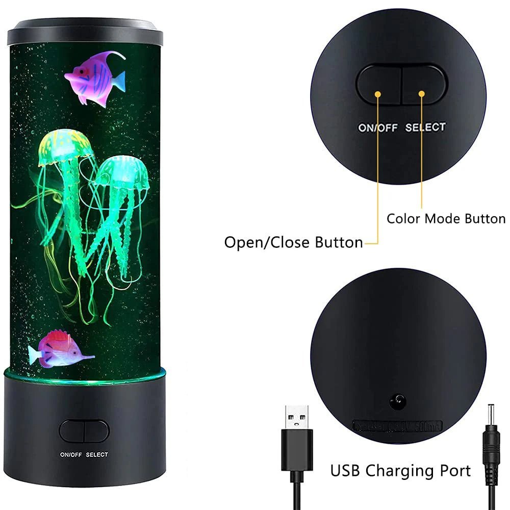 Jellyfish Lamp Color Changing Remote Control Aquarium Tank LED Night Light Birthday Gift USB Charging Relaxing Mood Allinoneshop-24