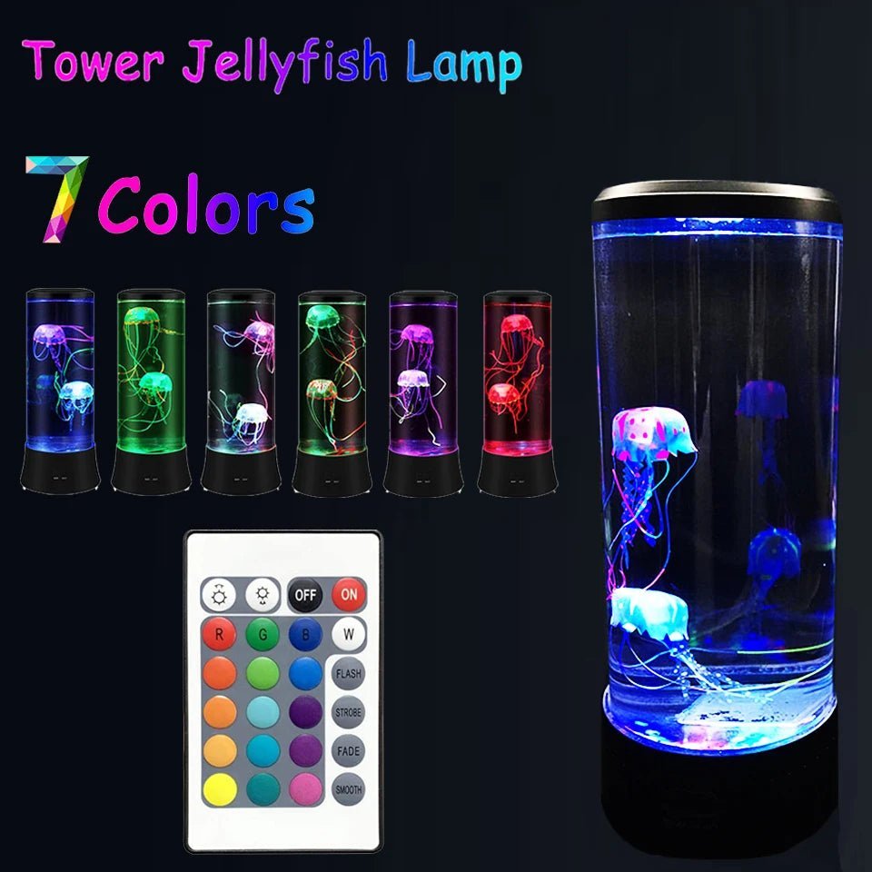 Jellyfish Lamp Color Changing Remote Control Aquarium Tank LED Night Light Birthday Gift USB Charging Relaxing Mood Allinoneshop-24