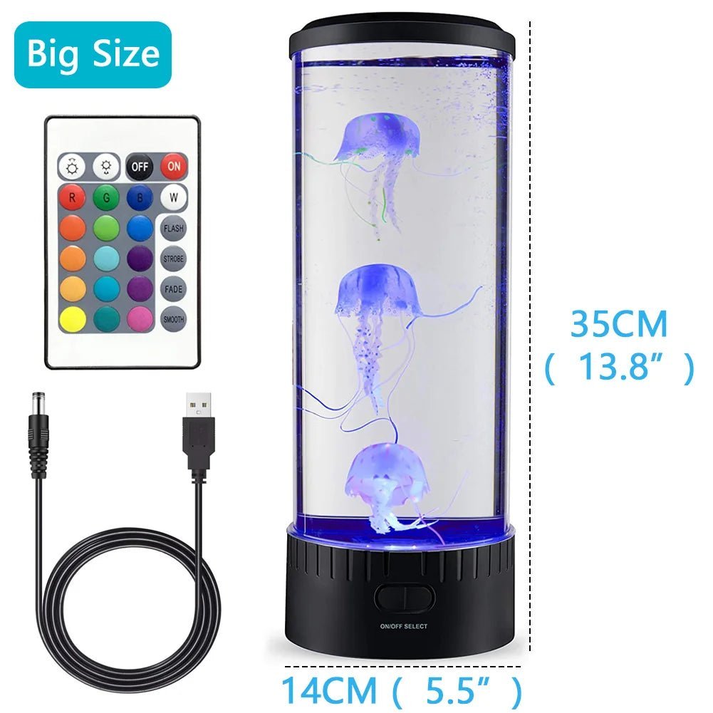 Jellyfish Lamp Color Changing Remote Control Aquarium Tank LED Night Light Birthday Gift USB Charging Relaxing Mood Allinoneshop-24