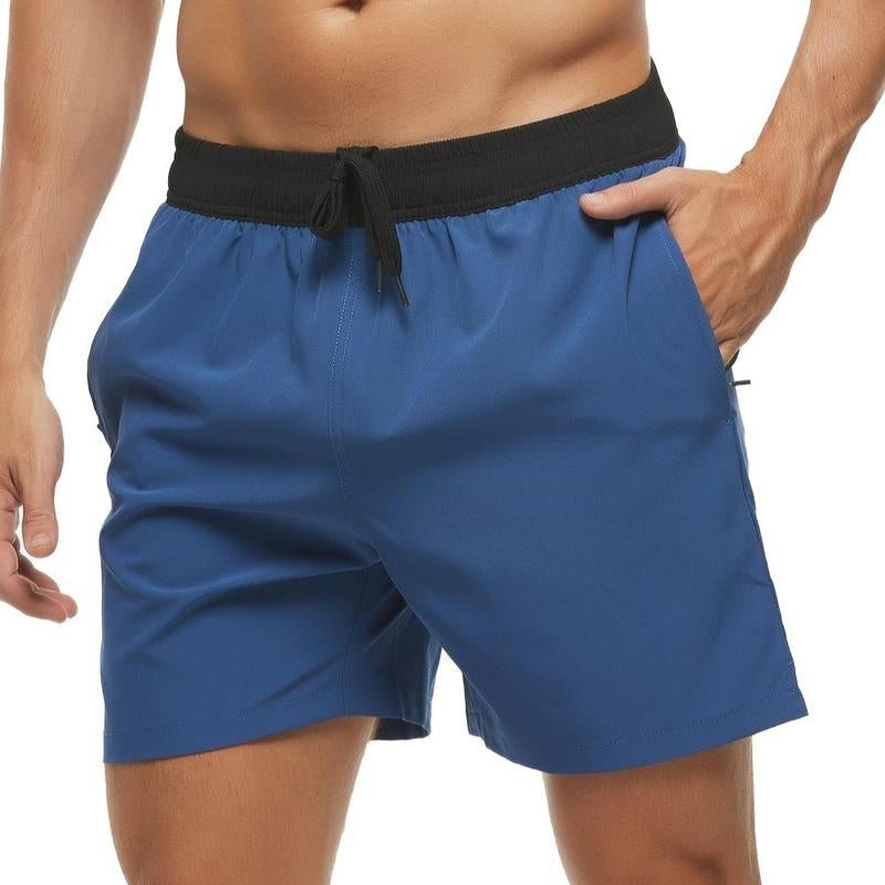 Jurunfeng Men'S Solid Swim Trunks Quick Dry Beach Shorts，Regular Fit Casual Fashion Comfy Shorts for Summer，With Zipper Pockets and Mesh Lining Activewear Allinoneshop-24