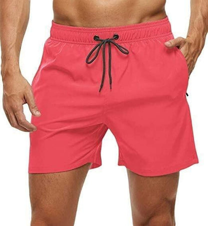 Jurunfeng Men'S Solid Swim Trunks Quick Dry Beach Shorts，Regular Fit Casual Fashion Comfy Shorts for Summer，With Zipper Pockets and Mesh Lining Activewear Allinoneshop-24