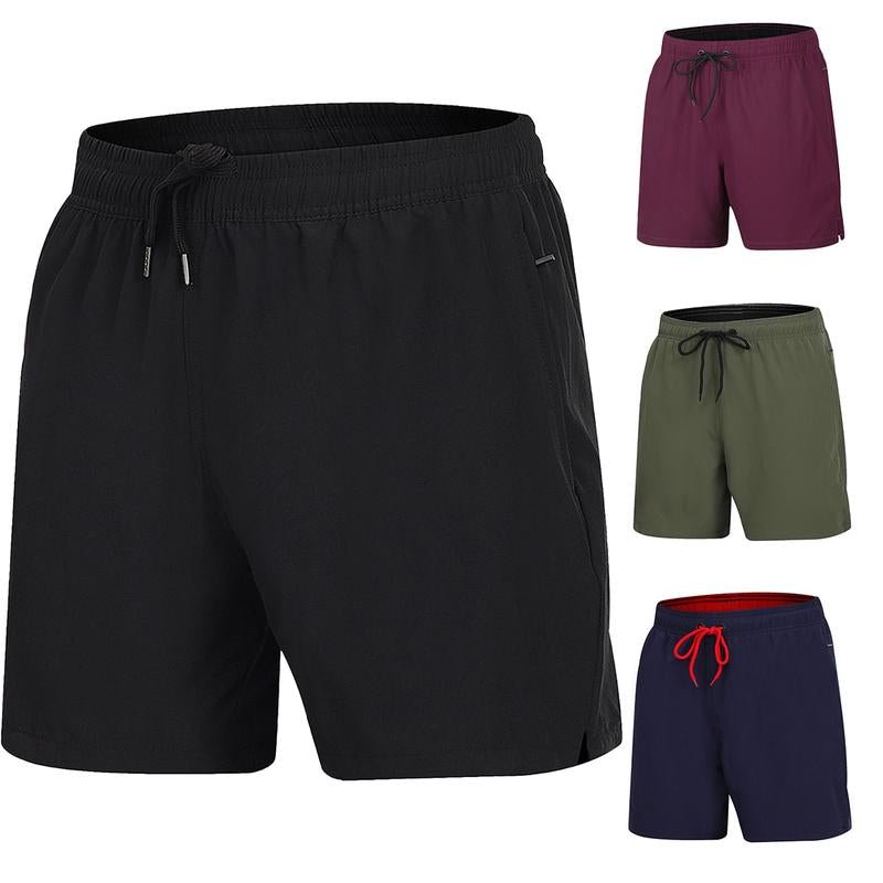 Jurunfeng Men'S Solid Swim Trunks Quick Dry Beach Shorts，Regular Fit Casual Fashion Comfy Shorts for Summer，With Zipper Pockets and Mesh Lining Activewear Allinoneshop-24