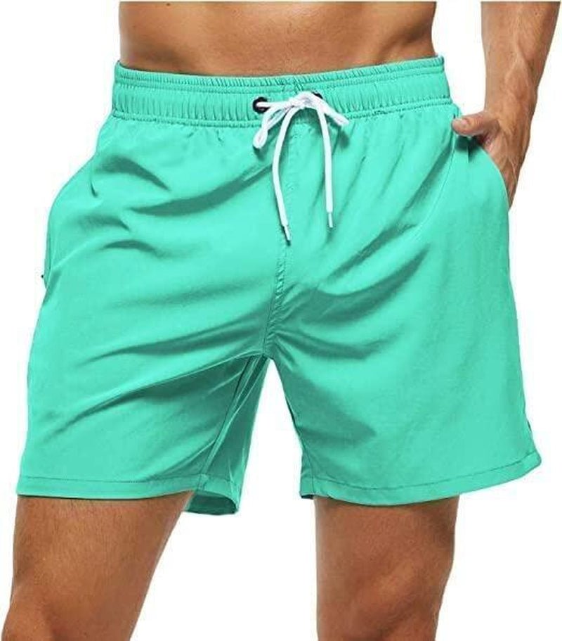 Jurunfeng Men'S Solid Swim Trunks Quick Dry Beach Shorts，Regular Fit Casual Fashion Comfy Shorts for Summer，With Zipper Pockets and Mesh Lining Activewear Allinoneshop-24