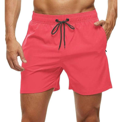 Jurunfeng Men'S Solid Swim Trunks Quick Dry Beach Shorts，Regular Fit Casual Fashion Comfy Shorts for Summer，With Zipper Pockets and Mesh Lining Activewear Allinoneshop-24