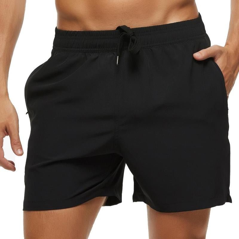 Jurunfeng Men'S Solid Swim Trunks Quick Dry Beach Shorts，Regular Fit Casual Fashion Comfy Shorts for Summer，With Zipper Pockets and Mesh Lining Activewear Allinoneshop-24
