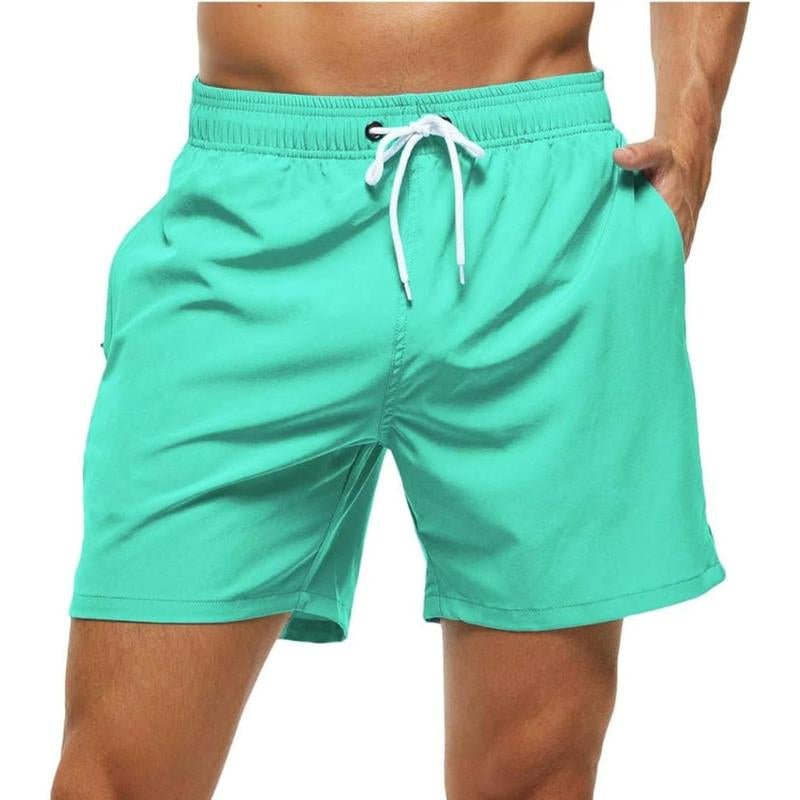 Jurunfeng Men'S Solid Swim Trunks Quick Dry Beach Shorts，Regular Fit Casual Fashion Comfy Shorts for Summer，With Zipper Pockets and Mesh Lining Activewear Allinoneshop-24