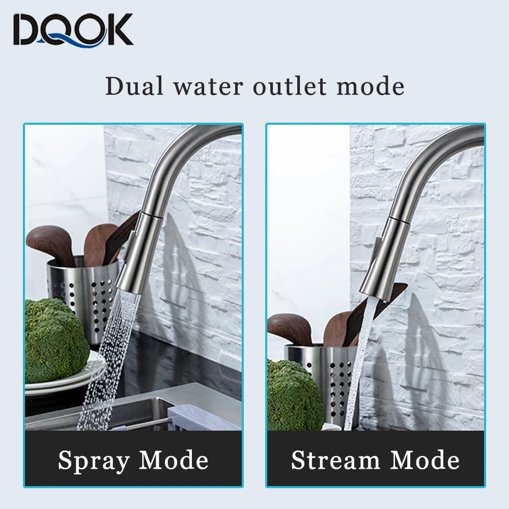 Kitchen Faucet Pull Out Brushed Nickle Sensor Stainless Steel Black Smart Induction Mixed Tap Touch Control Sink Tap Allinoneshop-24
