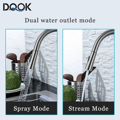 Kitchen Faucet Pull Out Brushed Nickle Sensor Stainless Steel Black Smart Induction Mixed Tap Touch Control Sink Tap Allinoneshop-24
