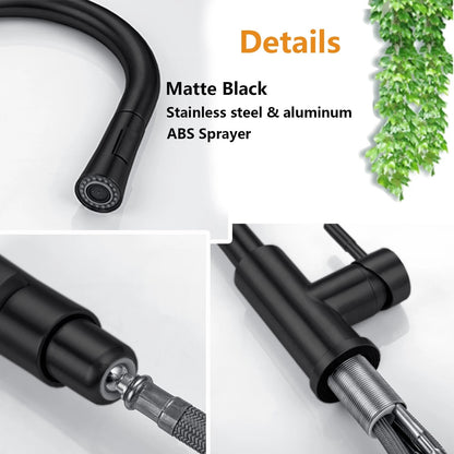 Kitchen Faucet Pull Out Brushed Nickle Sensor Stainless Steel Black Smart Induction Mixed Tap Touch Control Sink Tap Allinoneshop-24