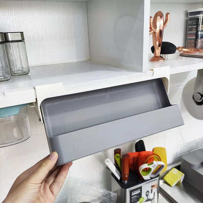 Kitchen Seasoning Bottle Storage Rack Spice Rack Self-Adhesive Wall-Mounted Under-Shelf Spice Organizer Kitchen Storage Rack Allinoneshop-24