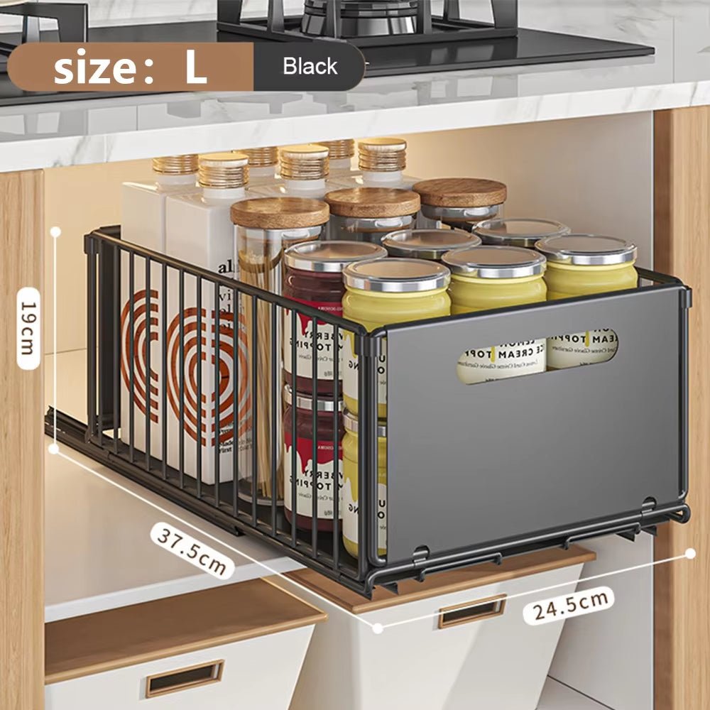 Kitchen Storage Rack Pull Out Cabinet Organizer Slide Drawer Storage Tray Seasoning Bottle Spice Storage Rack Kitchen Organizer Allinoneshop-24