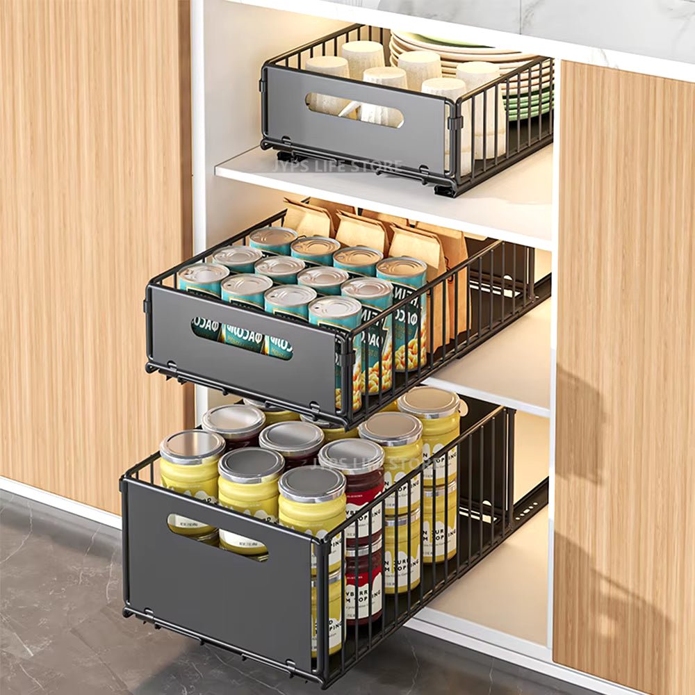 Kitchen Storage Rack Pull Out Cabinet Organizer Slide Drawer Storage Tray Seasoning Bottle Spice Storage Rack Kitchen Organizer Allinoneshop-24