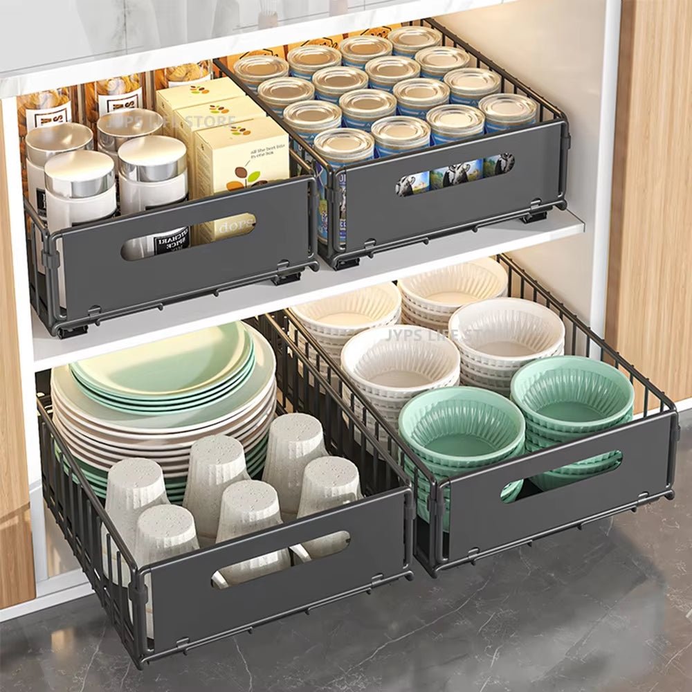 Kitchen Storage Rack Pull Out Cabinet Organizer Slide Drawer Storage Tray Seasoning Bottle Spice Storage Rack Kitchen Organizer Allinoneshop-24