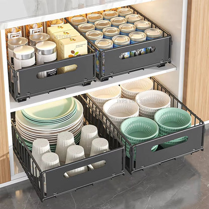 Kitchen Storage Rack Pull Out Cabinet Organizer Slide Drawer Storage Tray Seasoning Bottle Spice Storage Rack Kitchen Organizer Allinoneshop-24
