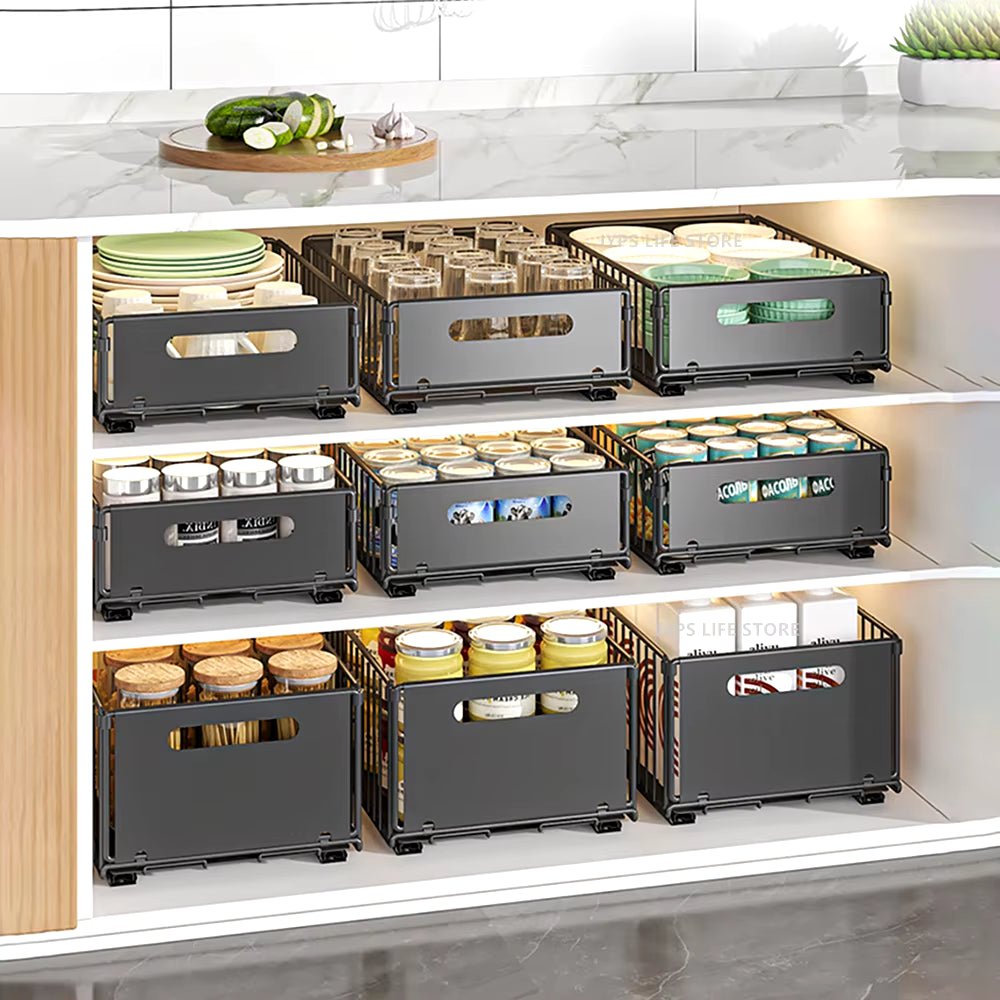 Kitchen Storage Rack Pull Out Cabinet Organizer Slide Drawer Storage Tray Seasoning Bottle Spice Storage Rack Kitchen Organizer Allinoneshop-24