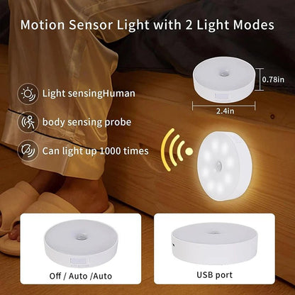 LED Night Light Motion Sensor Light USB Rechargeable Kitchen Bedroom Magnetic Base Wall Light Stairs Lighting Night Lamp Allinoneshop-24