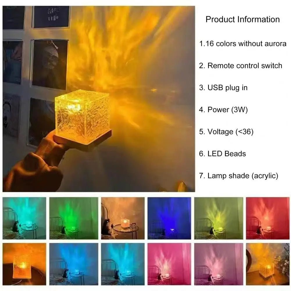 Light Projector Rotating Ocean Wave Projector 16 Colors Changing Remote Control Plug-Play LED Projector Water Wave Lamp Allinoneshop-24