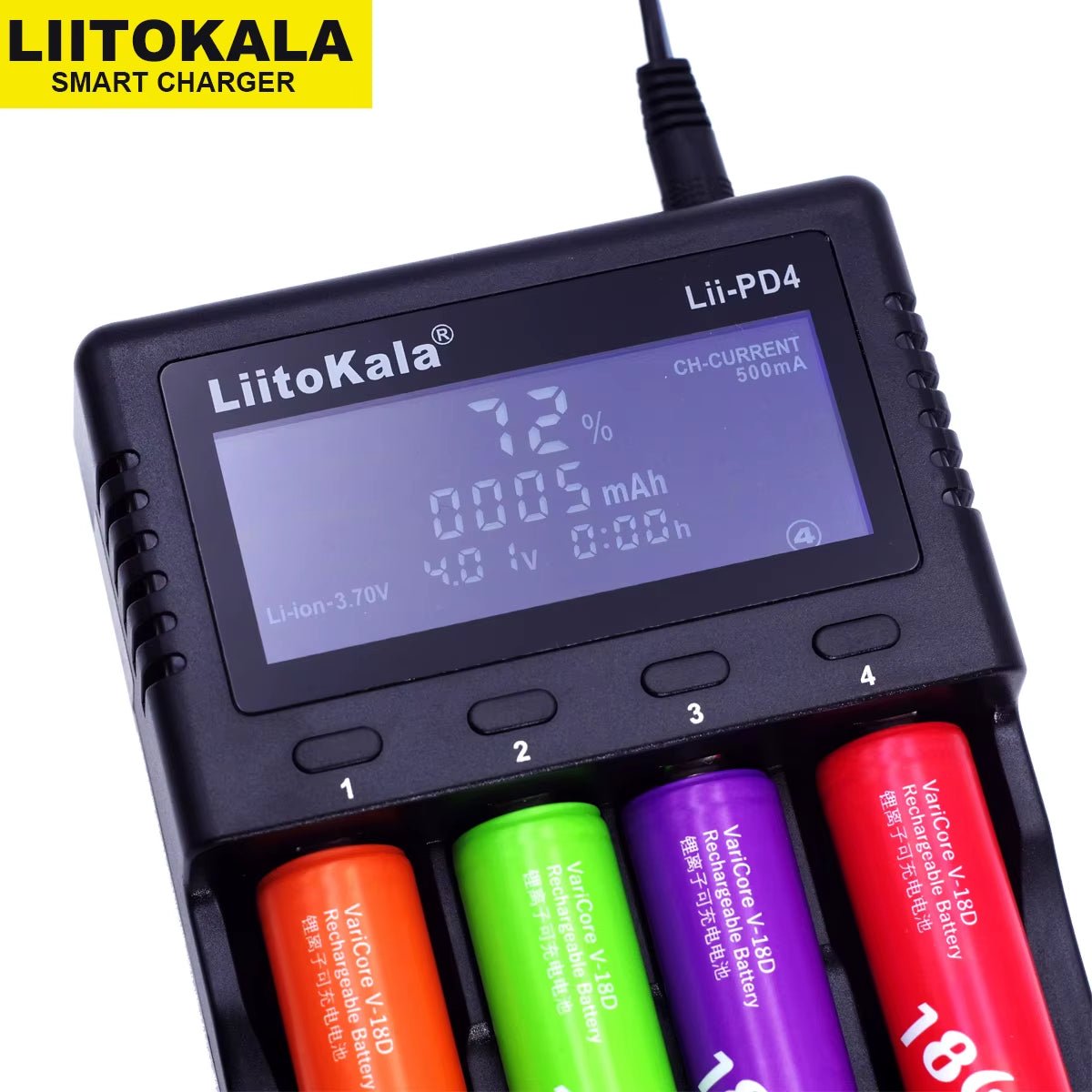 Lii-Pd2 LII-PD4 Battery Charger for 18650 26650 21700 18350 AA AAA 3.7V/3.2V/1.2V Lithium Nimh Batteries Allinoneshop-24