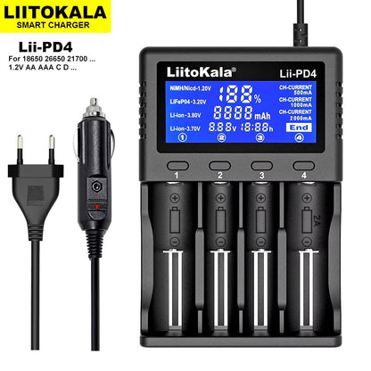 Lii-Pd2 LII-PD4 Battery Charger for 18650 26650 21700 18350 AA AAA 3.7V/3.2V/1.2V Lithium Nimh Batteries Allinoneshop-24