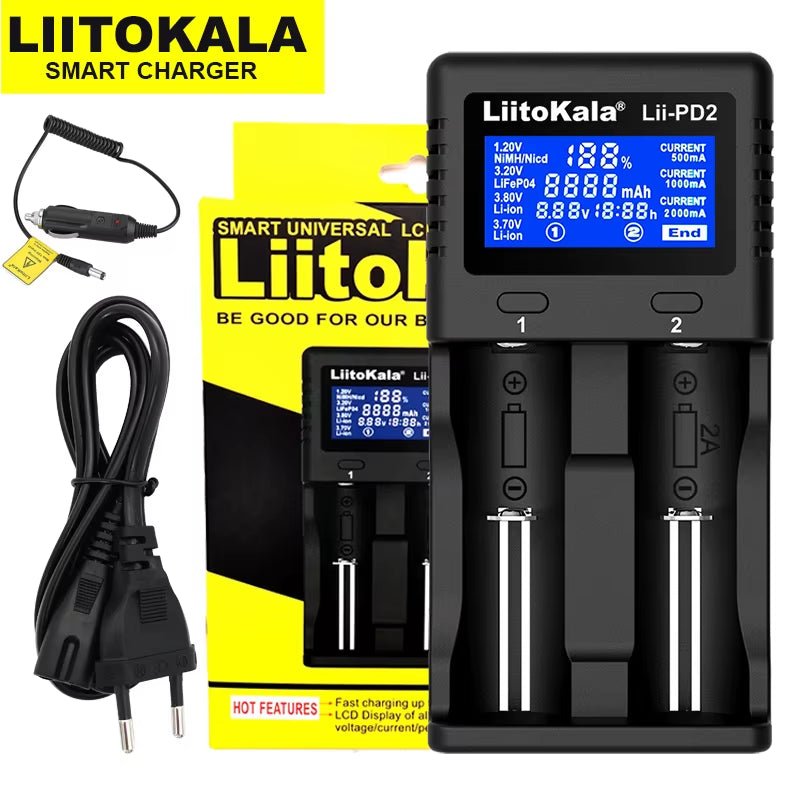 Lii-Pd2 LII-PD4 Battery Charger for 18650 26650 21700 18350 AA AAA 3.7V/3.2V/1.2V Lithium Nimh Batteries Allinoneshop-24