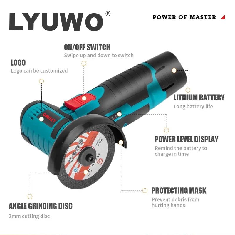 LYUWO Micro Angle Grinder, Filling Grinder for Diamond Cutting, Wireless Power Tool, 12V Allinoneshop-24