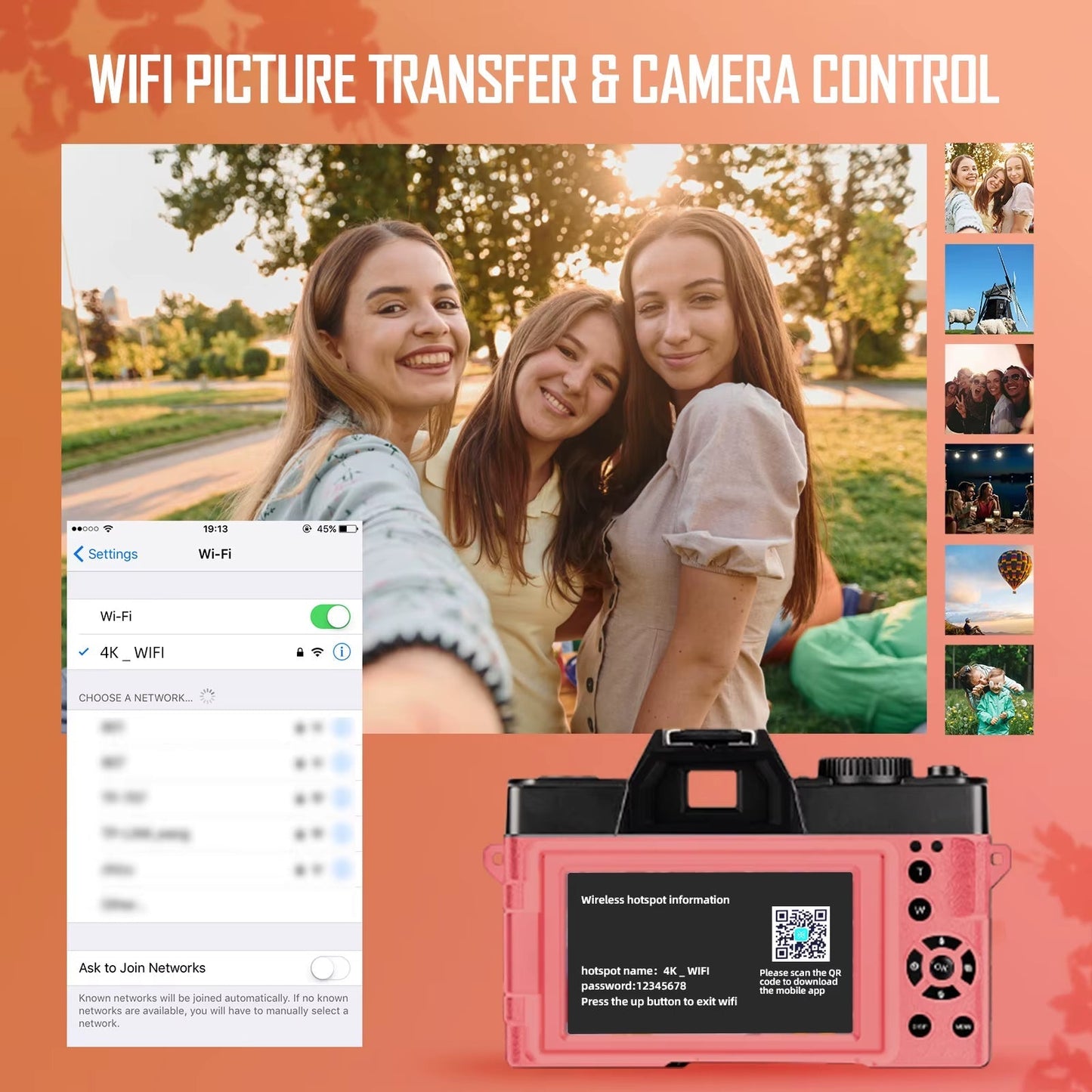 Macro Lens 4K Pink Digital Camera Flip Screen Selfie Camera 48MP Youtube Vlog WIFI Network Camera 16X Digital Zoom Allinoneshop-24