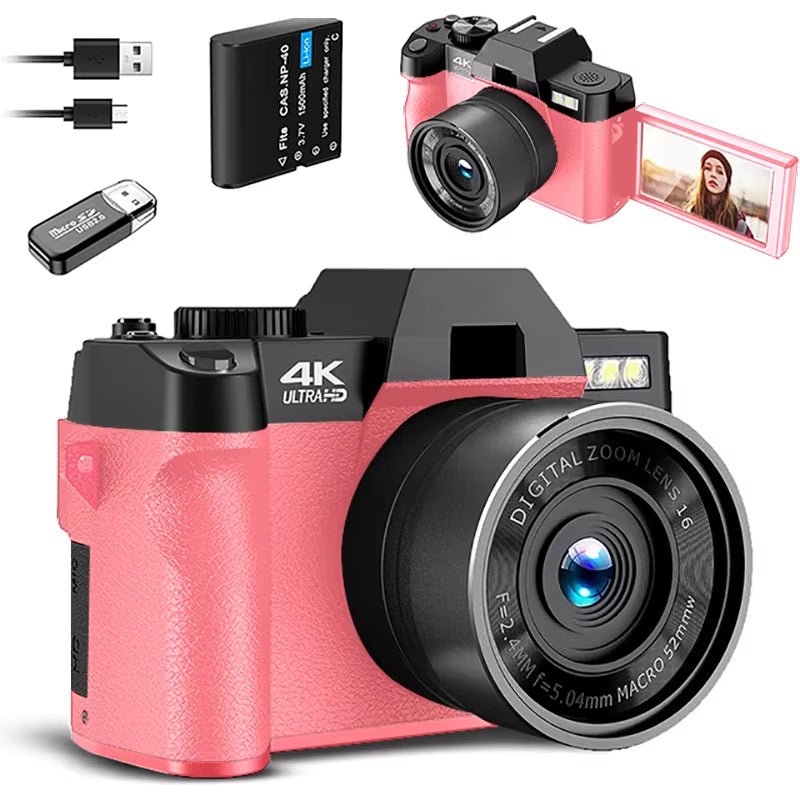 Macro Lens 4K Pink Digital Camera Flip Screen Selfie Camera 48MP Youtube Vlog WIFI Network Camera 16X Digital Zoom Allinoneshop-24